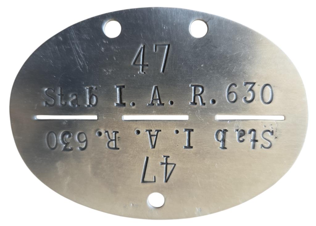 a wehrmacht "Stab I. A. R. 630" erkennungsmarke, Ophalen of Verzenden, Duitsland