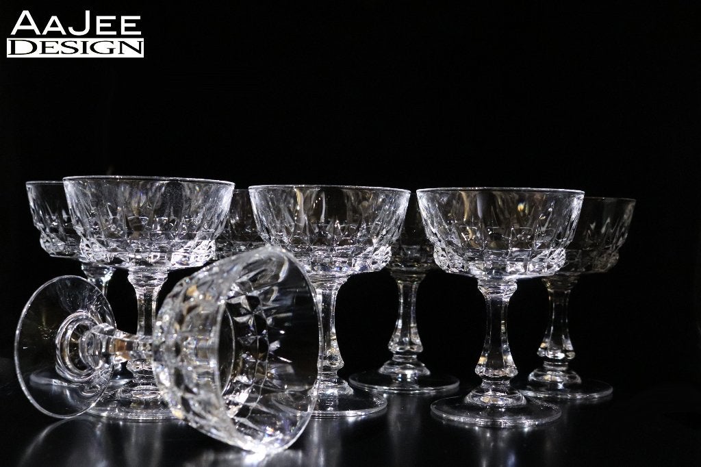 8 X Cristal d’Arques - Coupes - Pompadour - Frankrijk, Ophalen of Verzenden