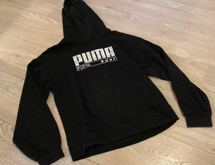 Puma hoodie trui sweater * zwart zilver * maat 164 als nieuw, Ophalen, Zo goed als nieuw, Jongen of Meisje, Trui of Vest