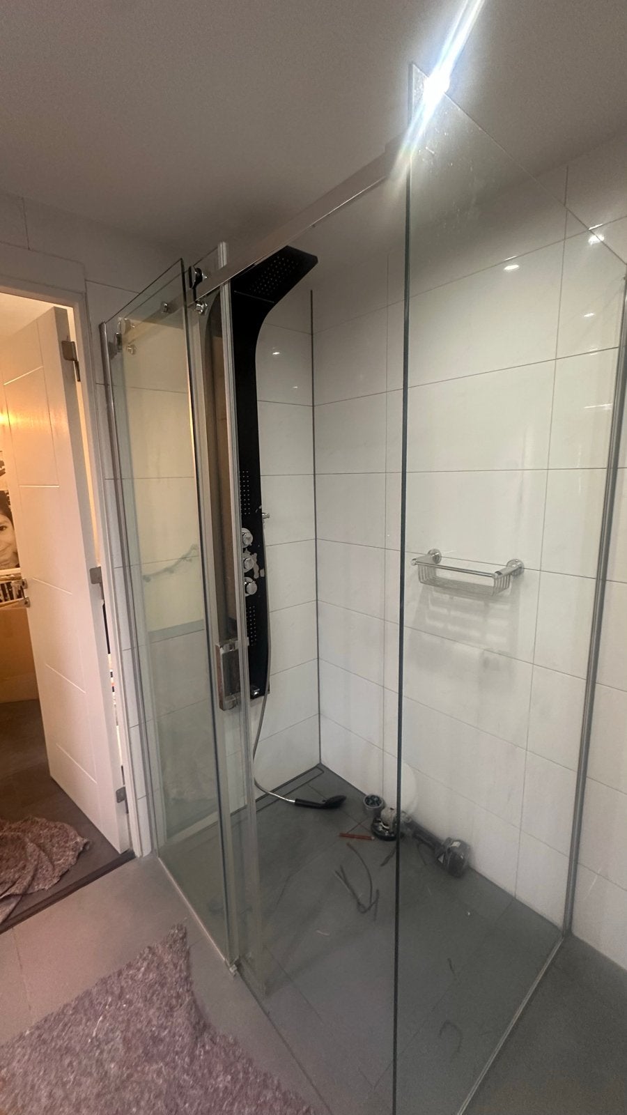 Glazen douchewand met schuifdeur  (8 mm dik), Ophalen of Verzenden, Gebruikt, Glas, Douche