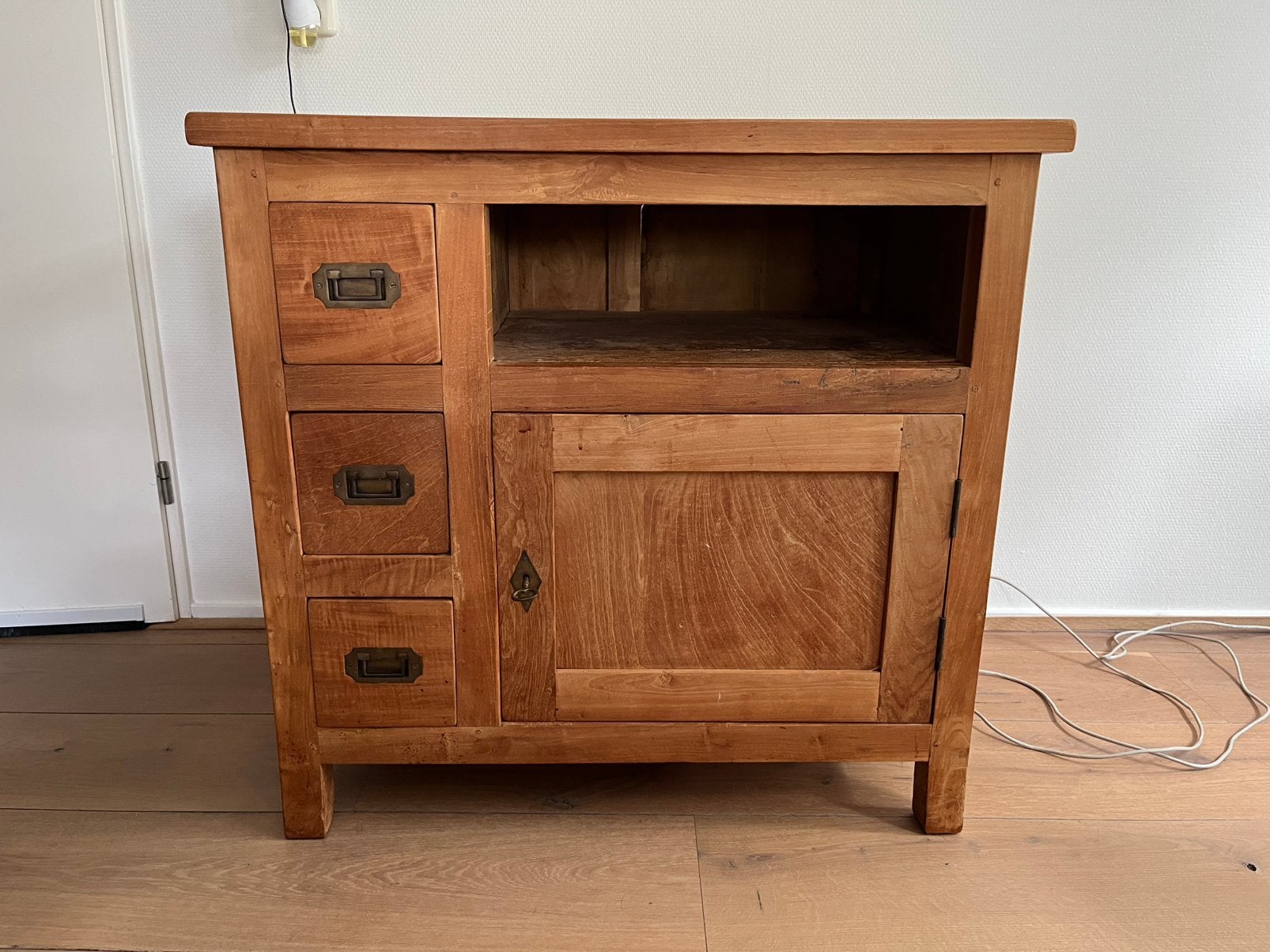 Tv meubel Teak, Ophalen, Teakhout, 50 tot 100 cm, Zo goed als nieuw