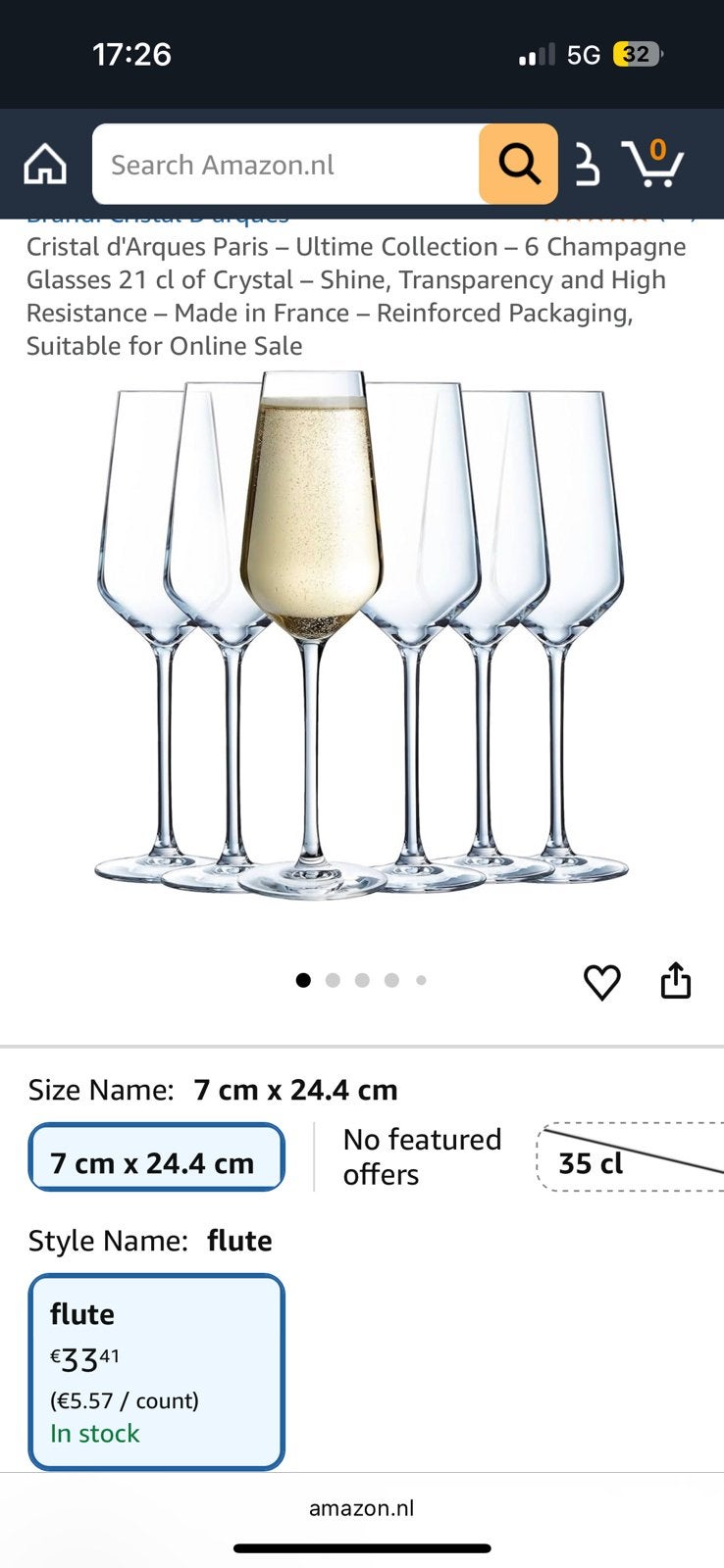 Cristal d’Arques Paris champagne glazen 2 x 6 stuks, Ophalen, Nieuw