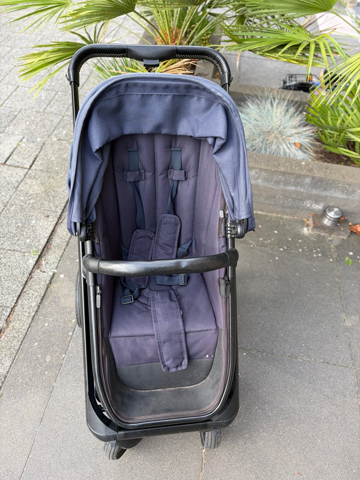 Dubatti kinderwagen blauw met reiswieg en adapters, Gebruikt, Combiwagen, Met autostoeltje, Ophalen