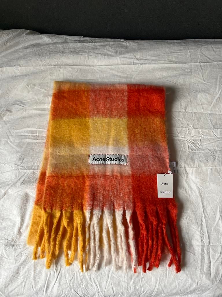 Acne Studios Geruite Sjaal - Oranje/Geel/Wit, Ophalen of Verzenden, Nieuw, Maat 46/48 (XL) of groter, Sjaal