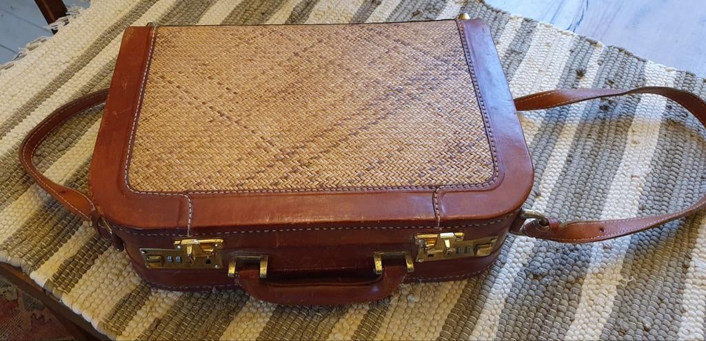 Vintage lederen koffertje, Ophalen of Verzenden, Gebruikt, Bruin, Leer