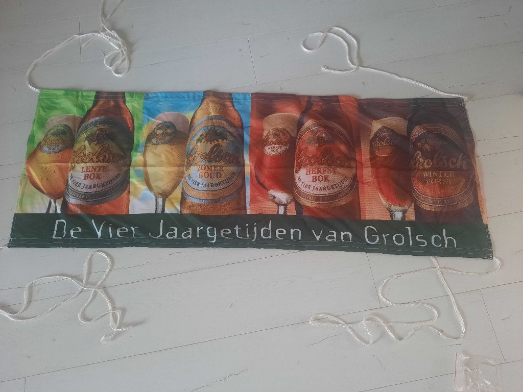 Te koop: Grolsch spandoek de vierjaargetijden, mancave, keet, Ophalen of Verzenden, Nieuw, Overige typen, Grolsch