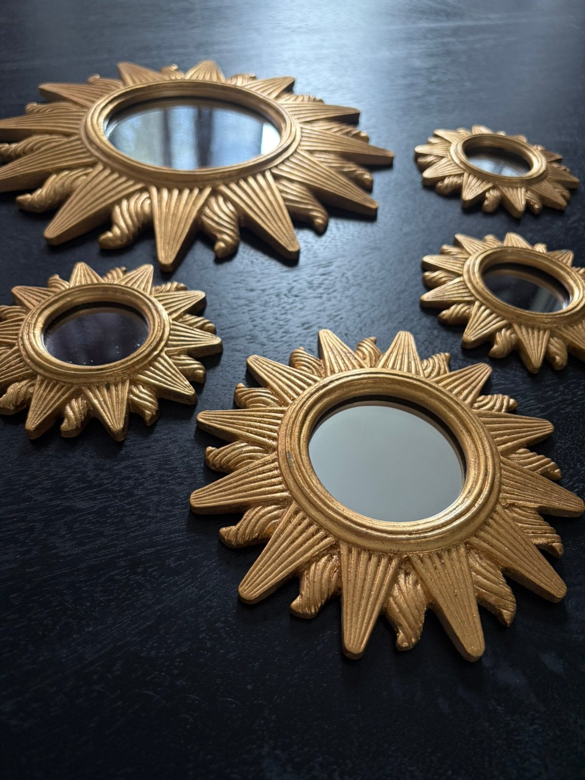 Vintage set zonnespiegels | Mirror Soleil | Mid Century, Minder dan 50 cm, Gebruikt, Ophalen of Verzenden, Minder dan 100 cm