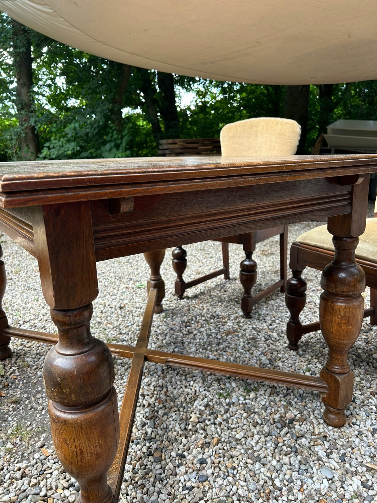Oude Vintage uitschuif tafel hout 3 delen 120x89 of 206x89, Ophalen