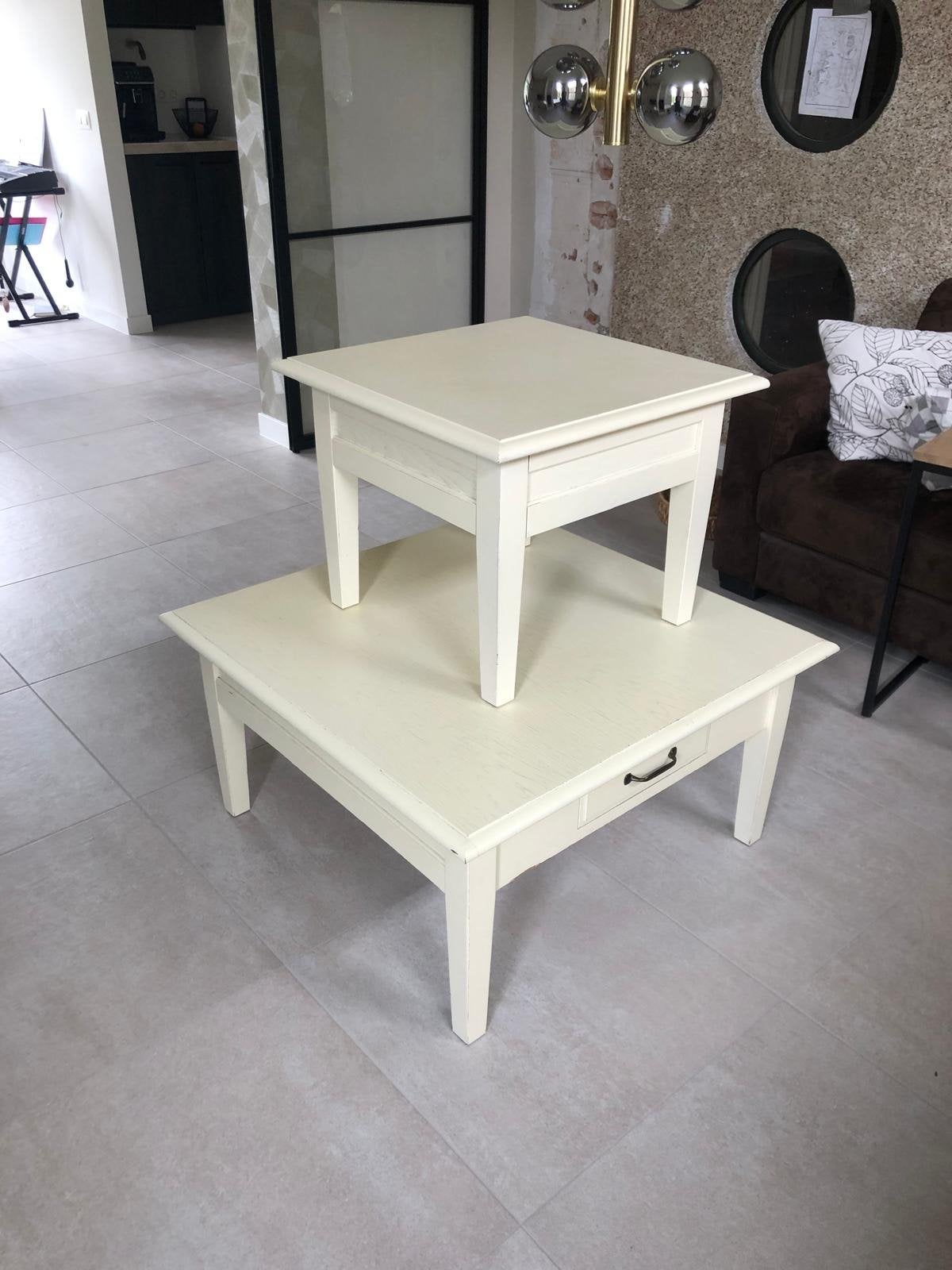 Salontafel, bijzettafel en keukentafel van Morres Wonen, Huis en Inrichting, Ophalen, Gebruikt, Vierkant, 50 tot 100 cm