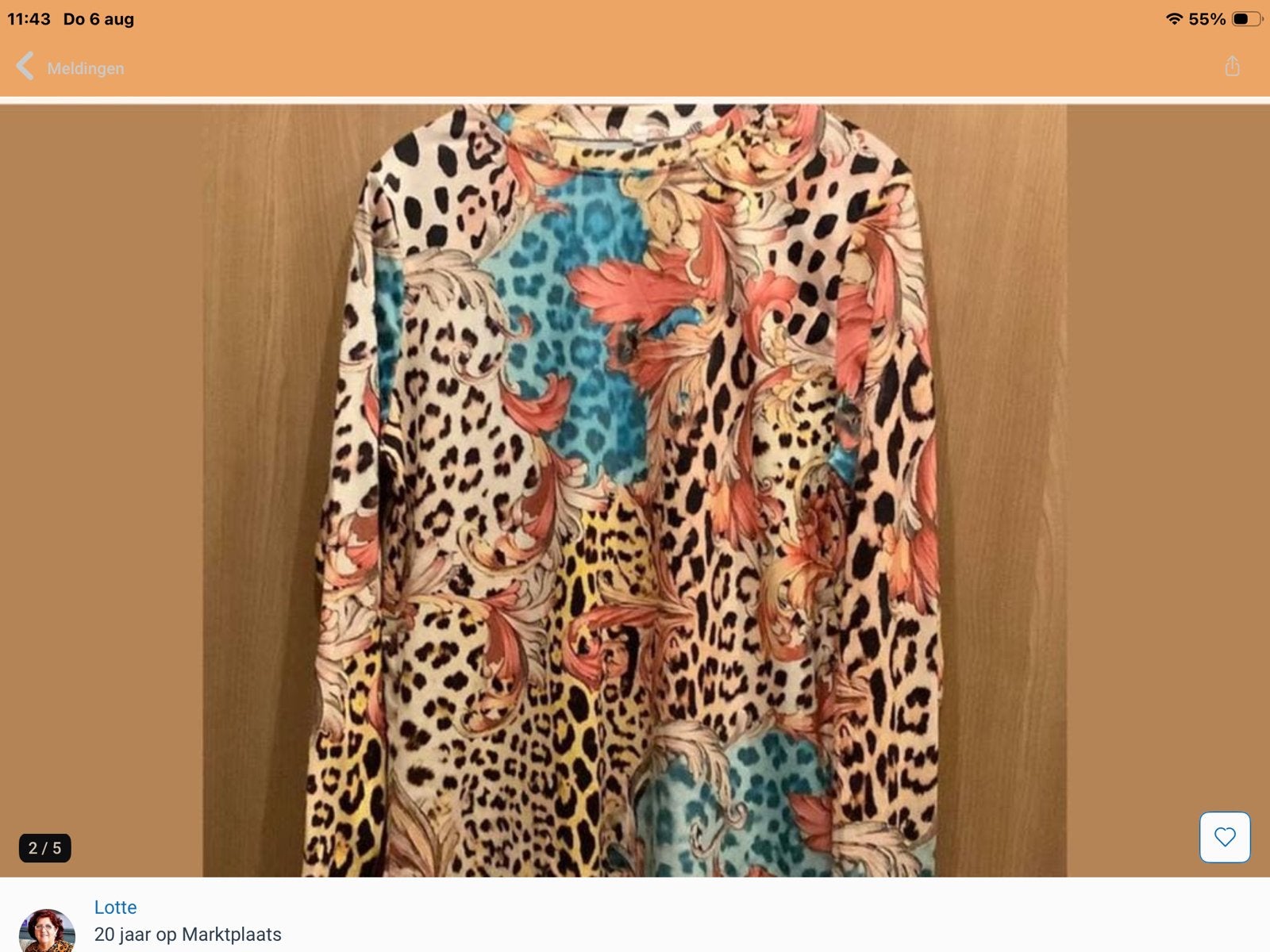 Leopard print blouse met barok print, mt L, Nieuw, Maat 42/44 (L), Nieuw, Lange mouw, Meerkleurig