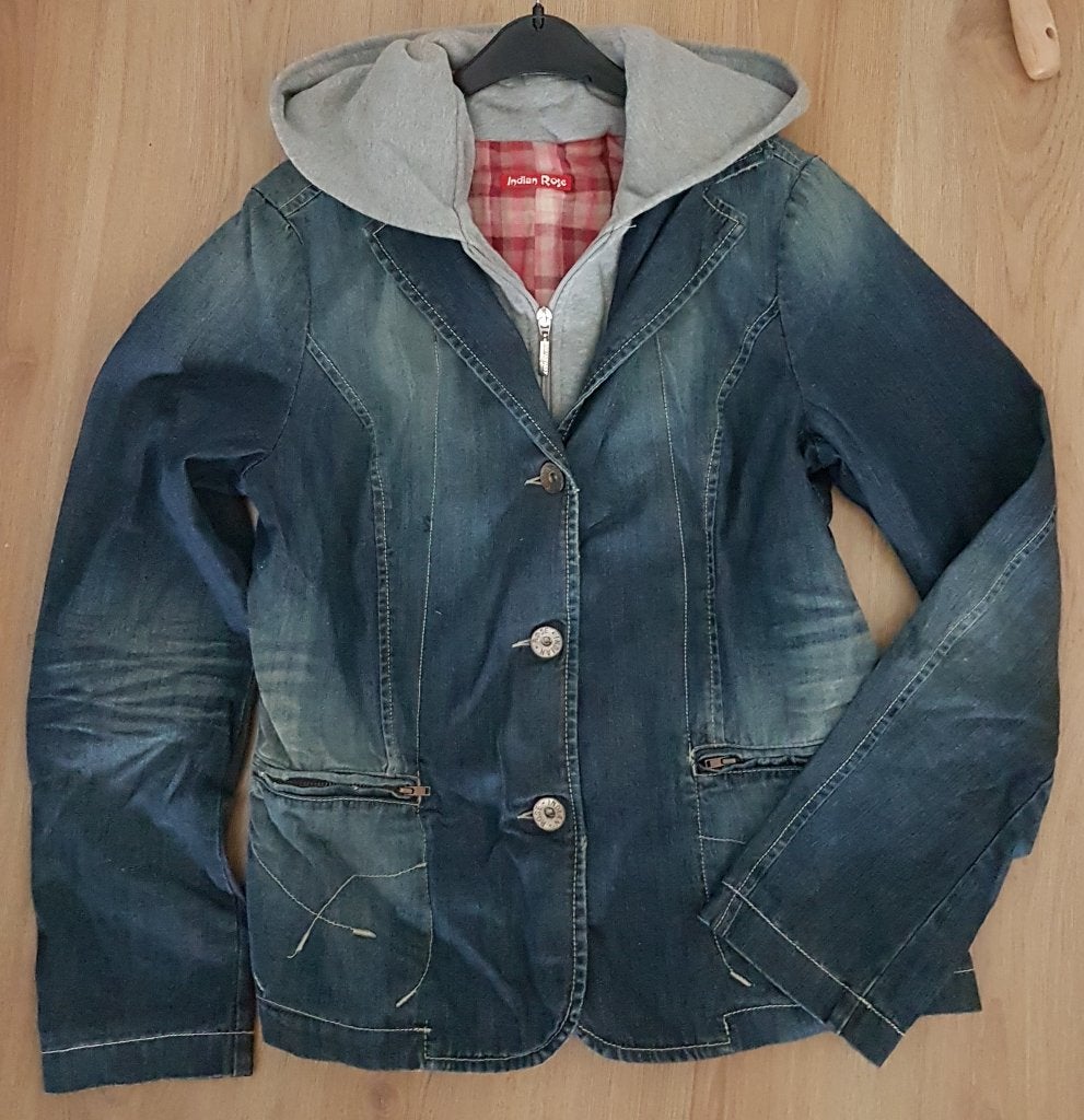 Denim jas / blazer Indian Rose maat M (NIEUW) a, Maat 38/40 (M), Blauw, Nieuw, Ophalen of Verzenden