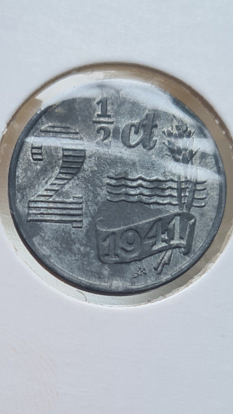 mooie 2 1/2 cent 1941 zink, Ophalen of Verzenden, Koningin Wilhelmina, Overige waardes, Losse munt