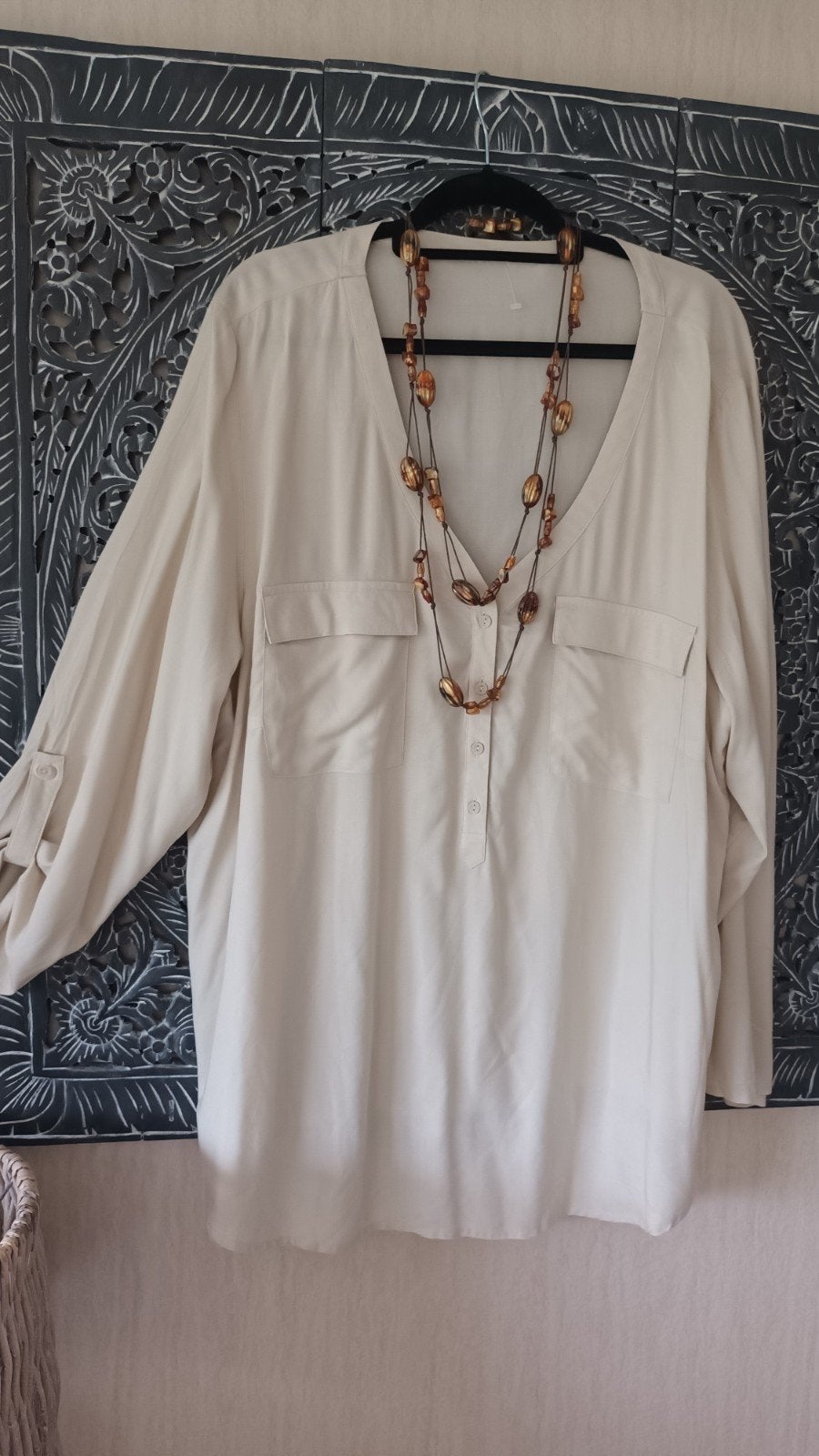 Nieuwe Bonprix  blouse maat  54/56 viscose, beige, Beige, Maat 46/48 (XL) of groter, Nieuw, Ophalen of Verzenden