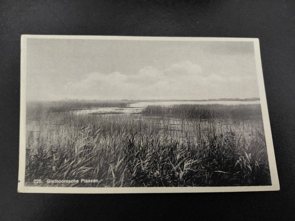 Giethoornsche Plassen, gelopen,  mooie oude kaart,, Verzenden, 1920 tot 1940, Gelopen, Natuur