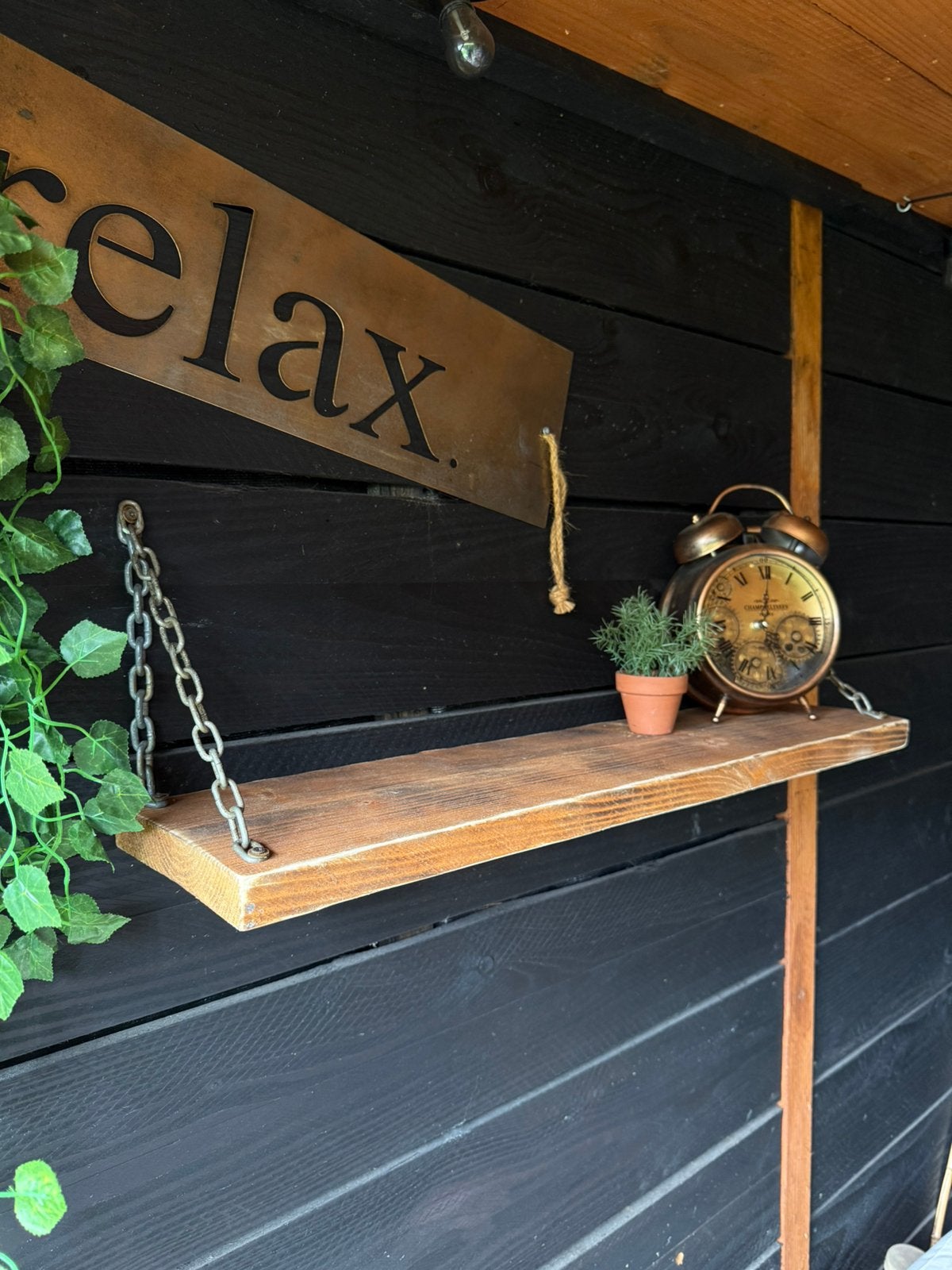 Nieuwe industriële wandplank met ketting. 80x20x25, Huis en Inrichting, Woonaccessoires | Wandplanken en Boekenplanken, Nieuw