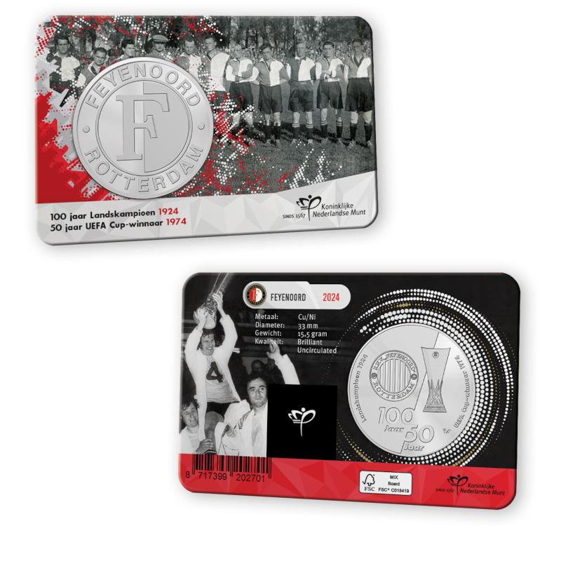 BU Coincard Nederland 2024 - Feyenoord Penning + NFT, Verzenden, Overige landen, Overige waardes, Losse munt