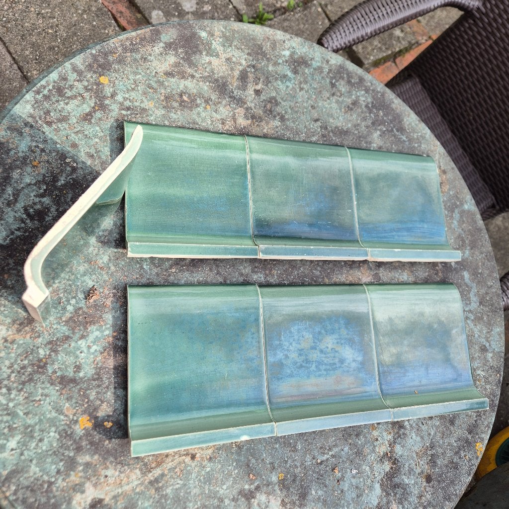 36 antieke groene plinten / plinttegels, Ophalen
