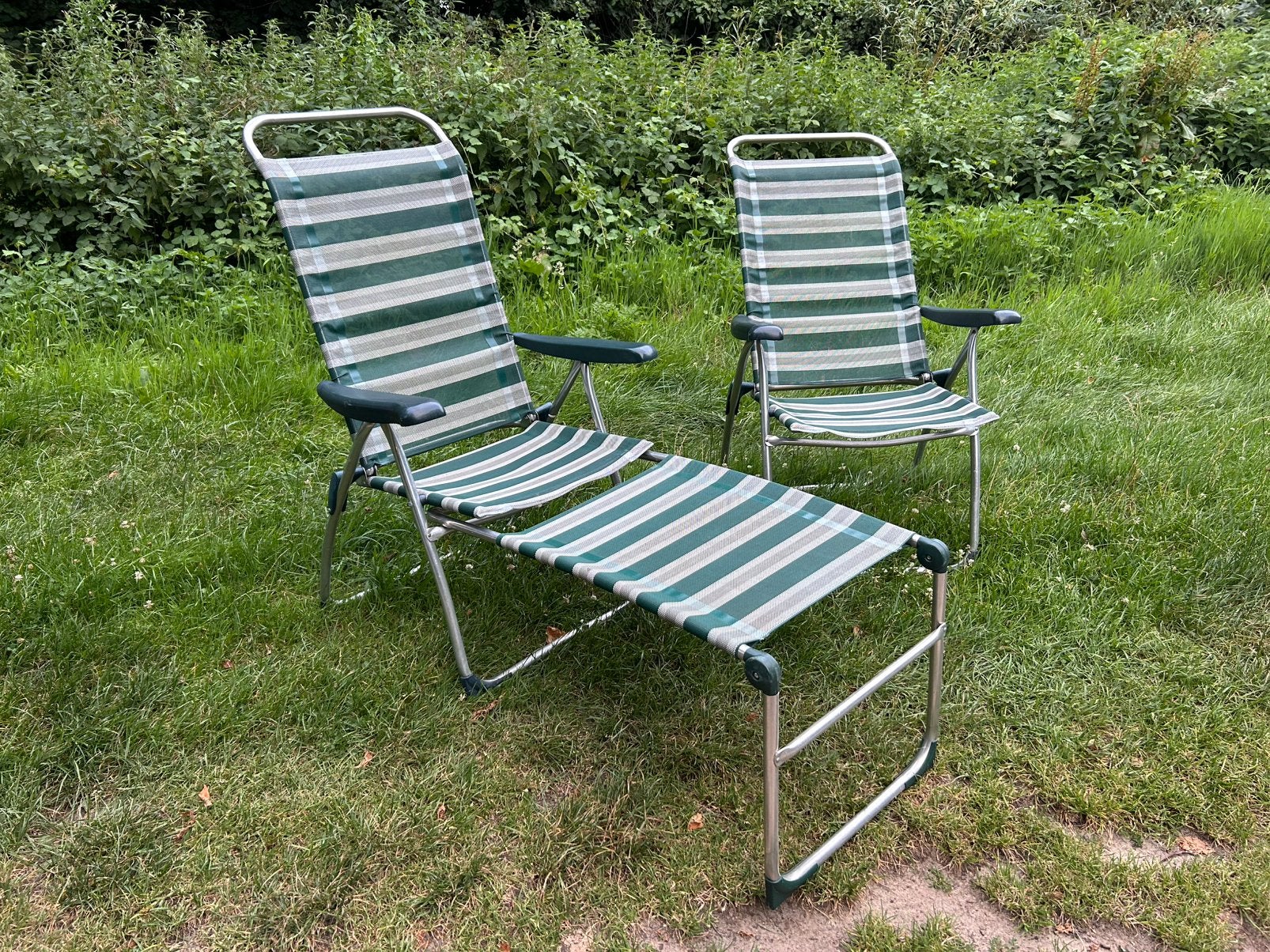 2x Campingstoel Crespo + voetenbankje, Ophalen, Gebruikt, Campingstoel