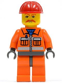 LEGO City cty0124 Construction Worker - Orange Zipper,, Lego, Ophalen of Verzenden, Minifiguur, City