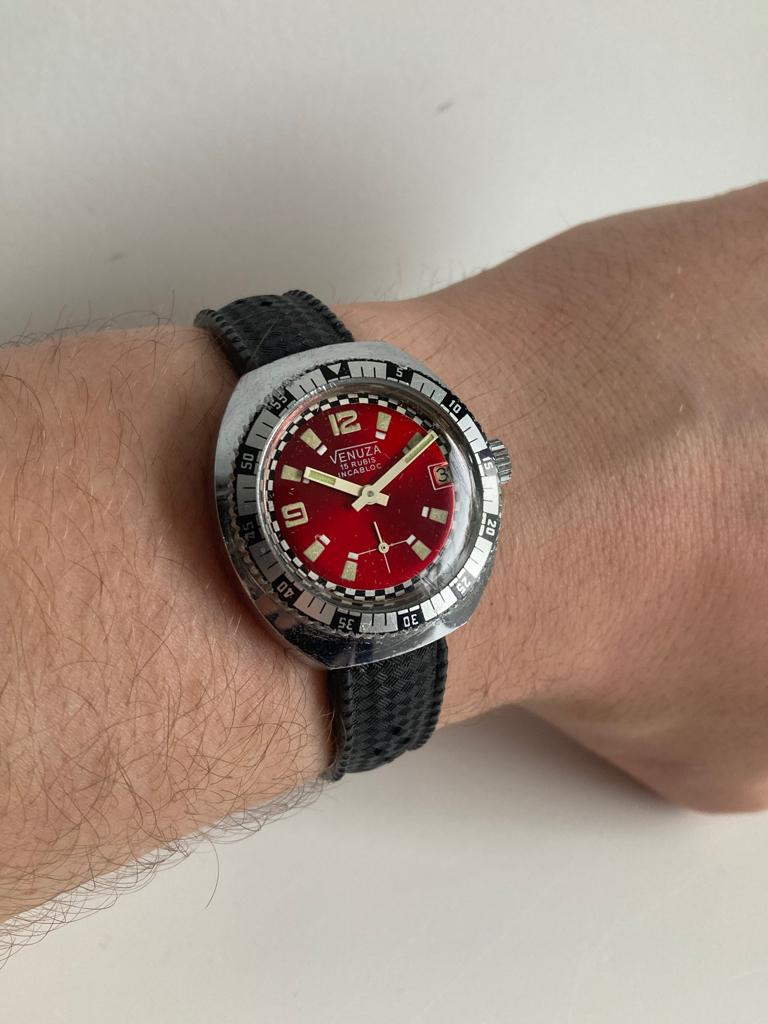 Venuza Duikers Horloge Vintage Handopwinder Dive Watch, Overige merken, Gebruikt, Zwart, IOS