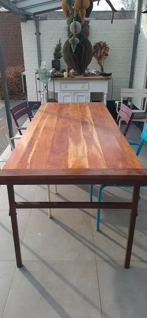 Houten eettafel, Huis en Inrichting, Tafels | Eettafels, Ophalen, Gebruikt, 100 tot 150 cm, 200 cm of meer