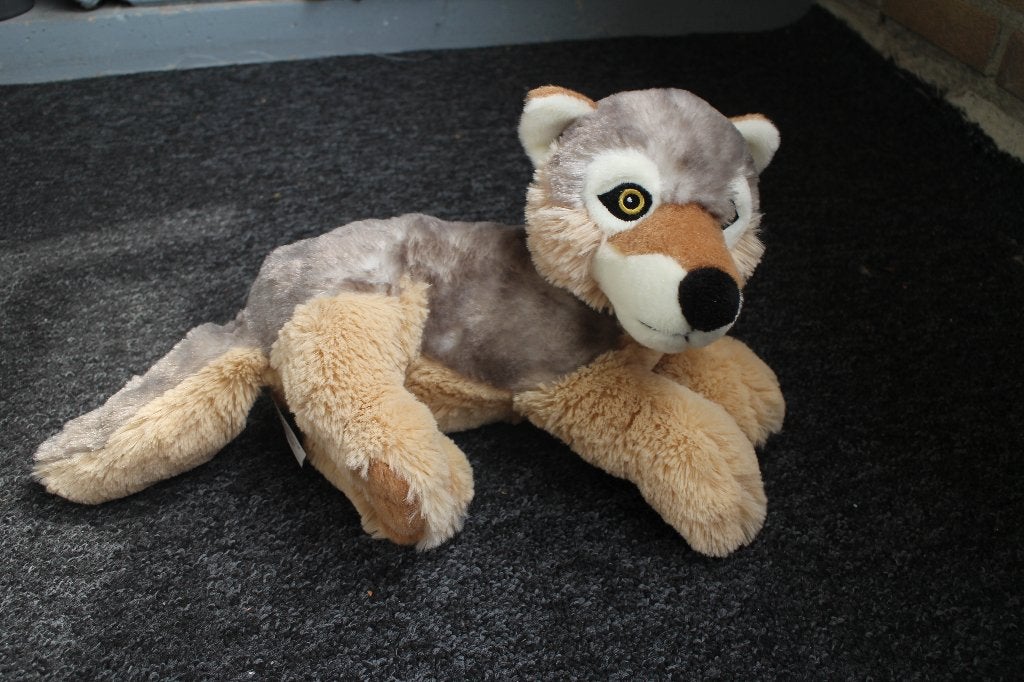 1x GRIJS/WIT/BEIGE WOLF KNUFFEL, Overige merken, Overige karakters, Overige typen, Ophalen of Verzenden