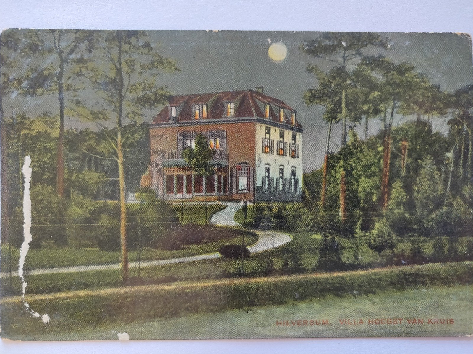 C191 Hilversum 1908 Maan, Verzamelen, Ansichtkaarten | Nederland, Noord-Holland, 1920 tot 1940, Ophalen of Verzenden