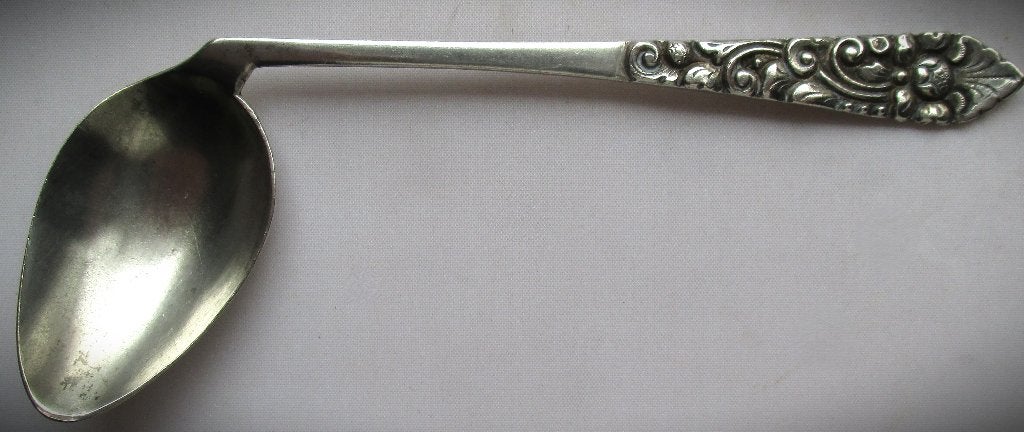 Djokja Zilver kleur gebogen lepel~Yogya Dessertlepel~HP 800, Ophalen of Verzenden