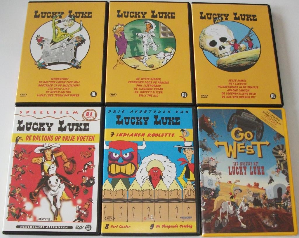 Dvd *** LUCKY LUKE *** 6 stuks, Avontuur, Alle leeftijden, Ophalen of Verzenden, Zo goed als nieuw