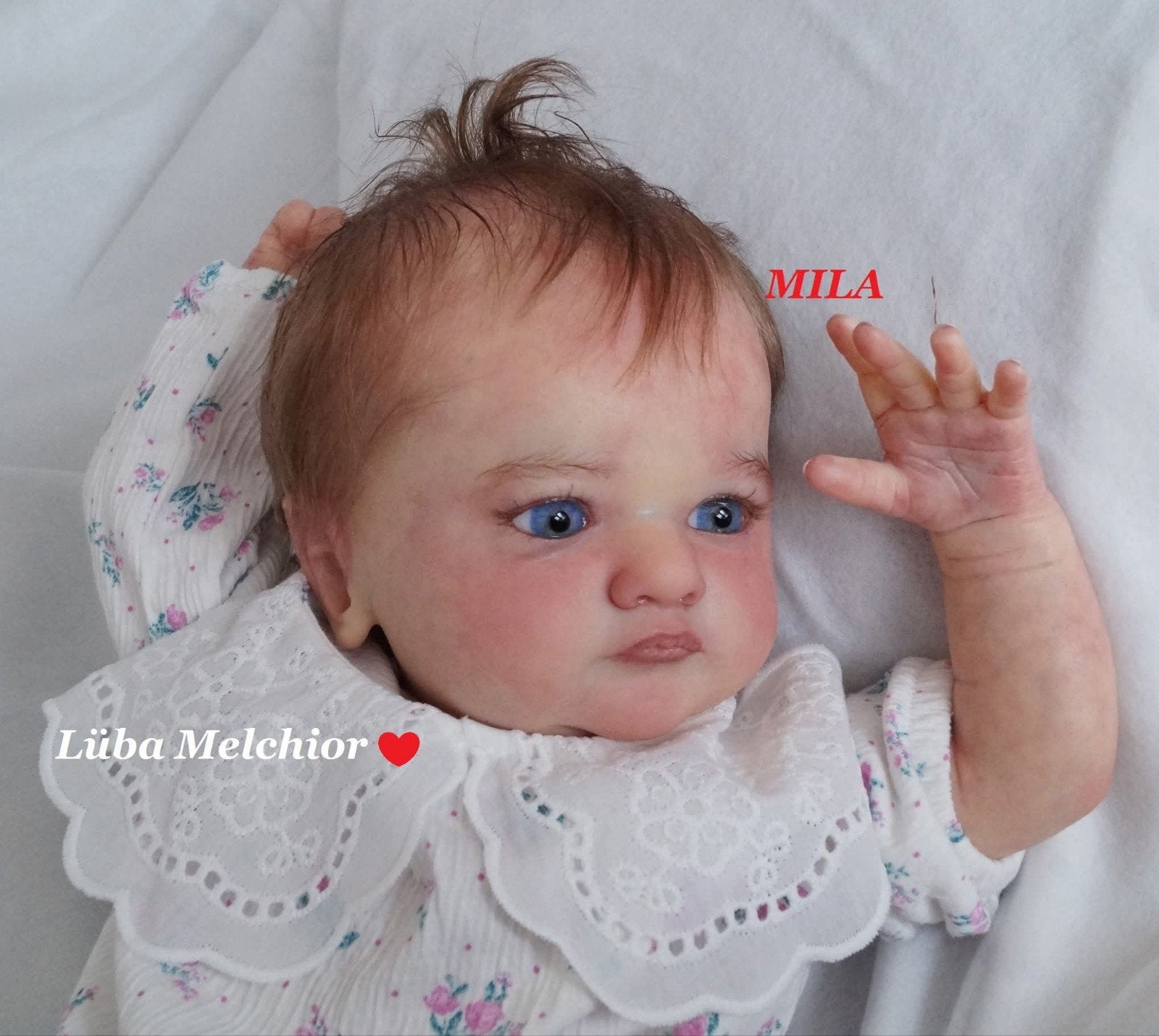 Reborn baby Mila van Luba Melchior, Ophalen of Verzenden, Zo goed als nieuw, Overige typen, Levensecht of Reborn
