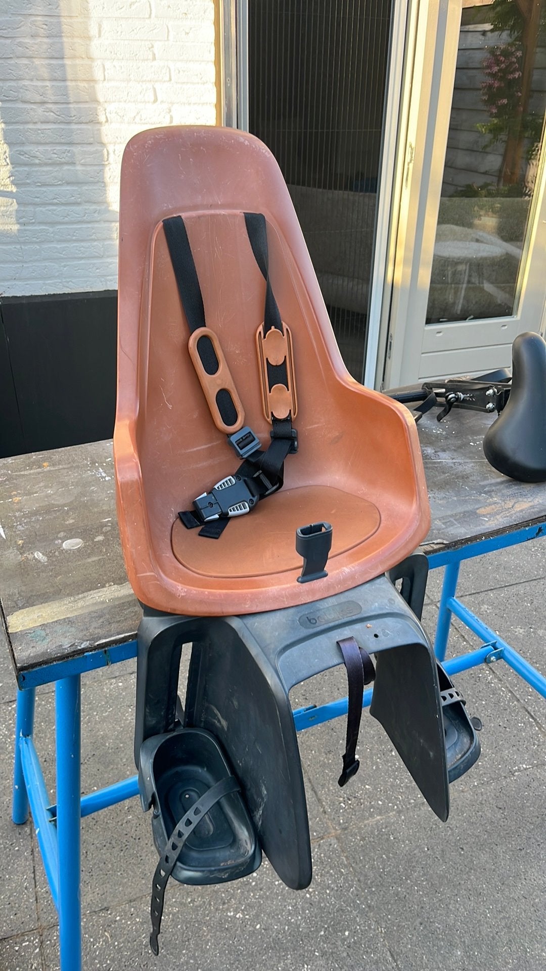 Bobike kinderzitje voor achterop - bruin, Achterzitje, 9 t/m 18 kg, Ophalen of Verzenden, Gebruikt