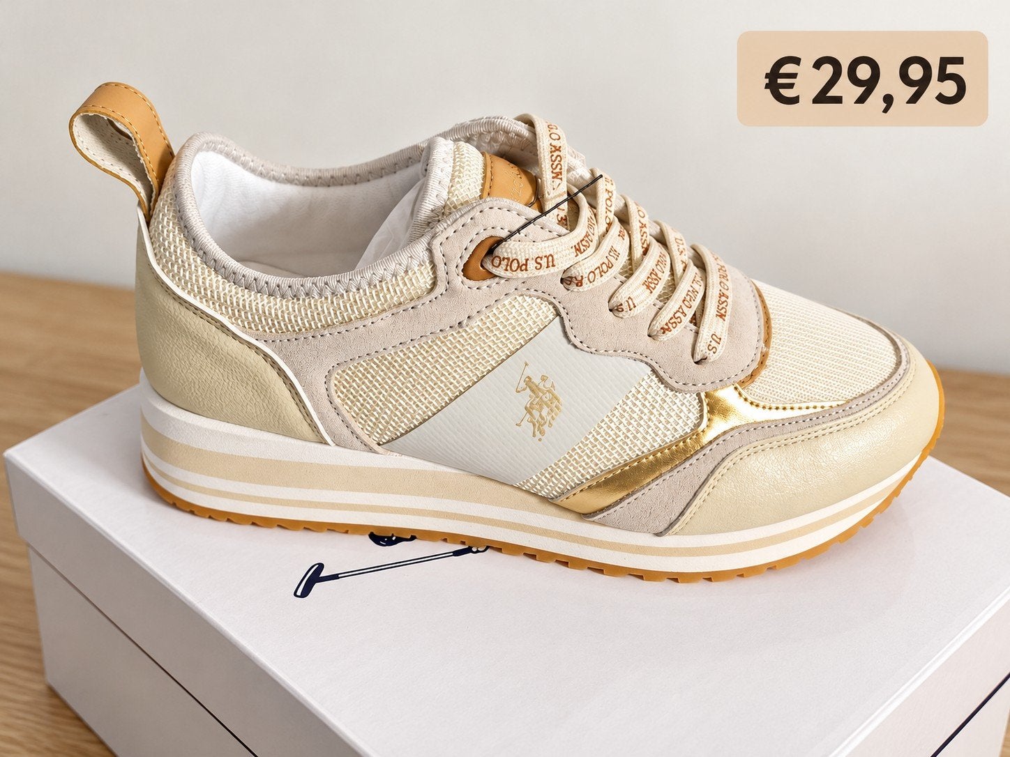 U.S. Polo Assn. dames sneakers goud/beige maat 38 – Nieuw, U.S. Polo Assn., Beige, Nieuw, Ophalen of Verzenden