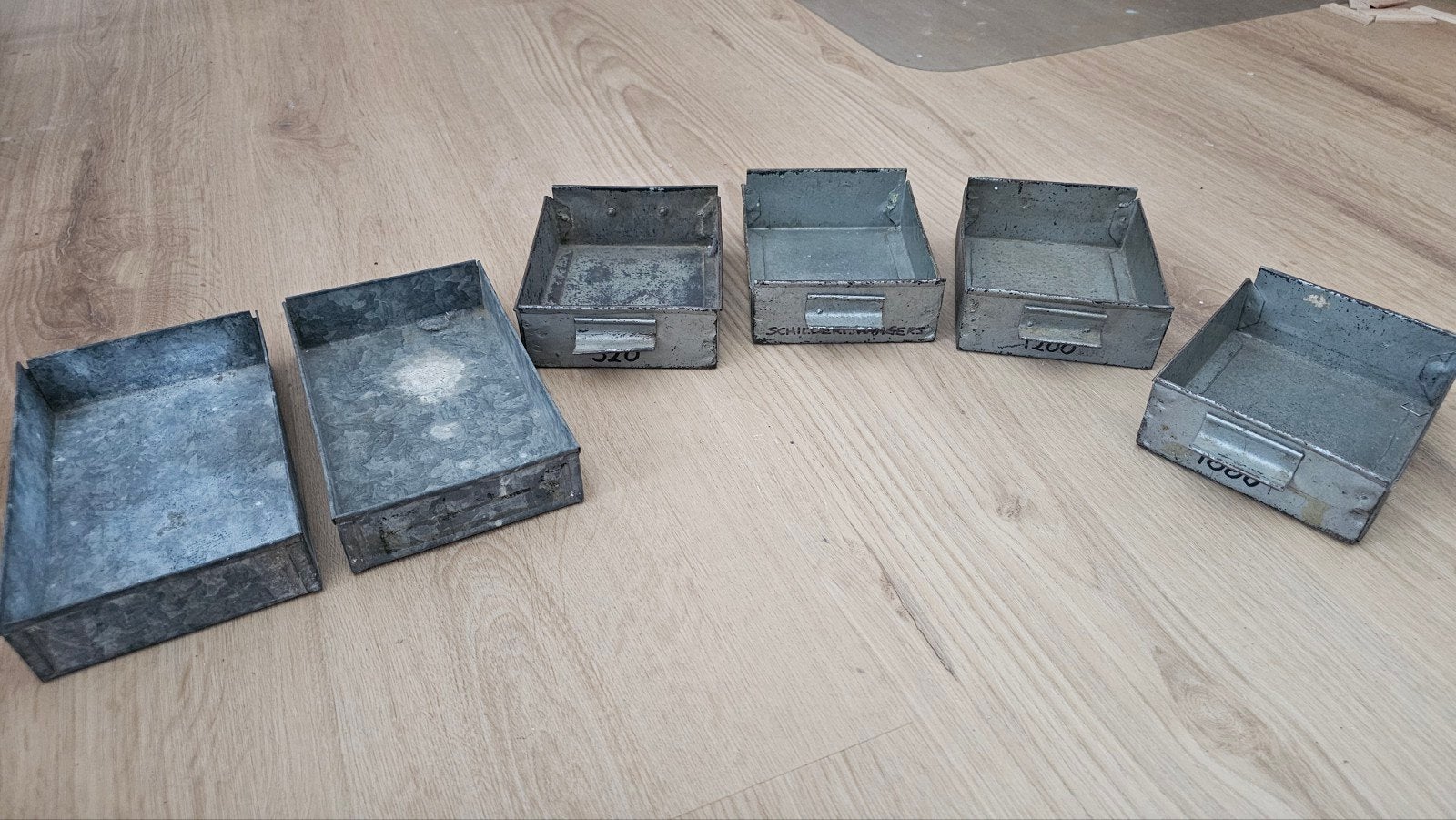 Metalen bakjes - 7 stuks - Vintage industriële stijl, Ophalen of Verzenden