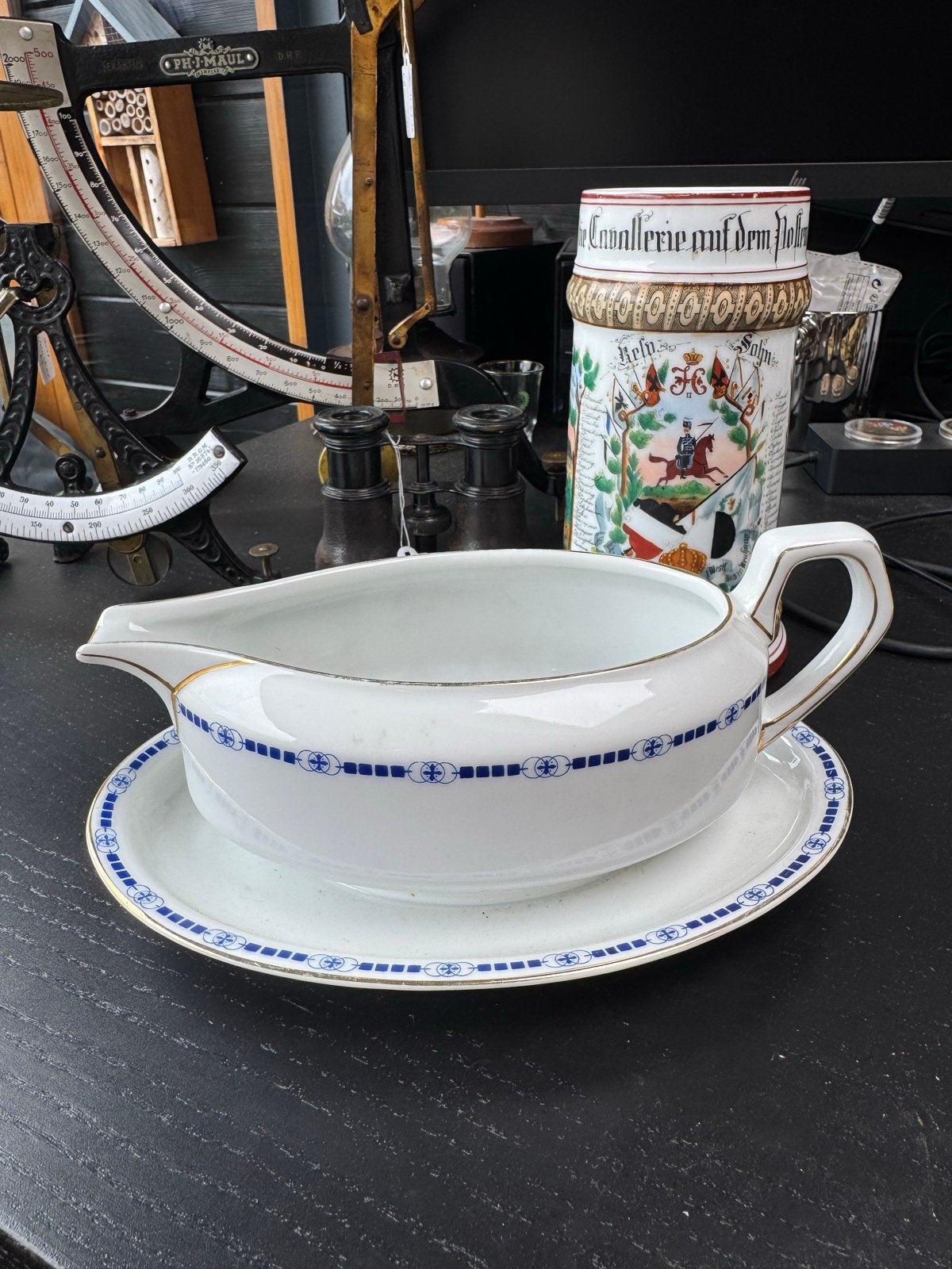 Antieke Sauskom met Schotel - Serviesgoed WO1 Periode, Ophalen of Verzenden, Duitsland