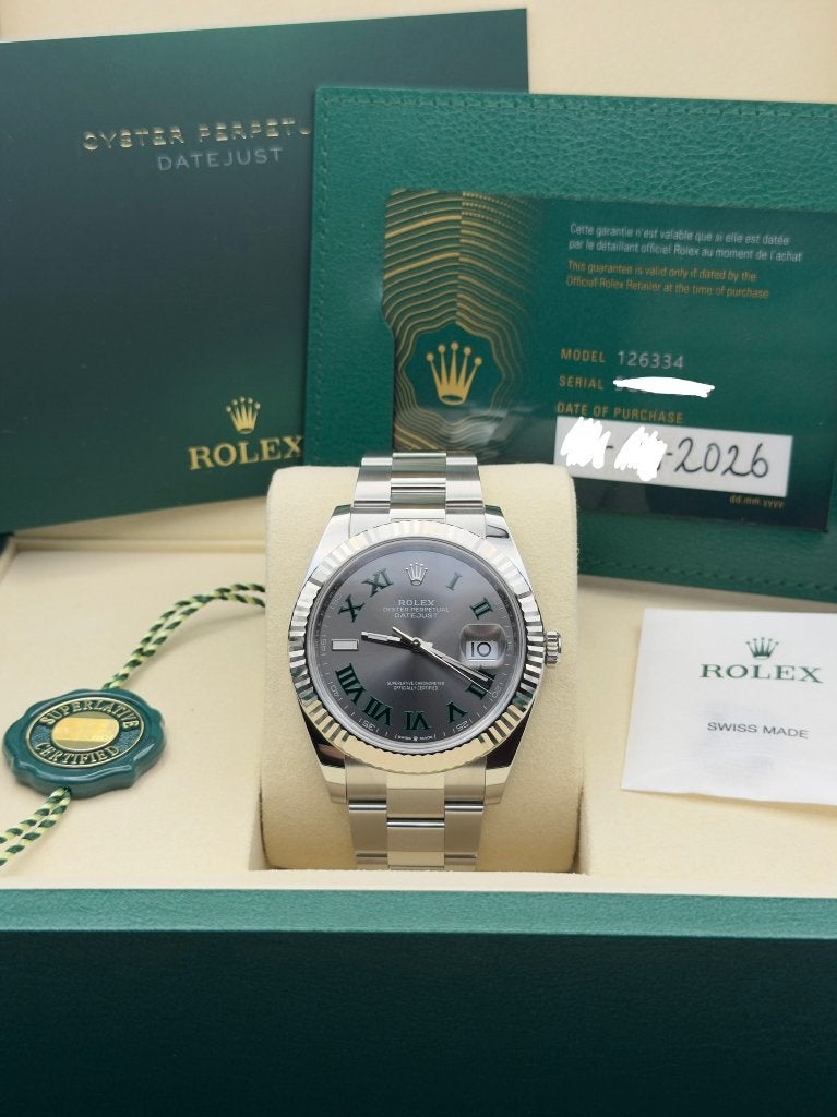 Rolex Datejust 41 Wimbledon 126334 | 2026 | Ongedragen | New, Staal, Polshorloge, Nieuw, Ophalen of Verzenden