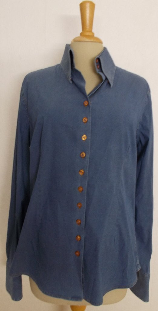 Mooie stretch spijkerblouse van Cavallaro Napoli! L, Verzenden, Zo goed als nieuw, Maat 42/44 (L), Blauw