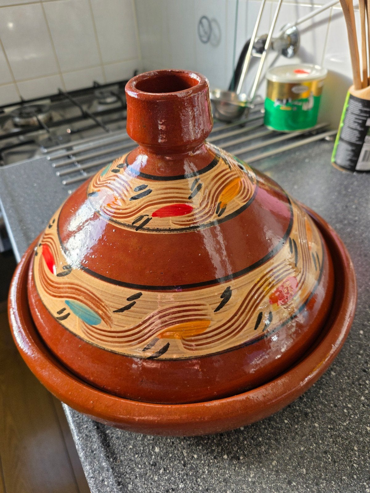 Handgemaakte Marokkaanse Tajine, Ophalen of Verzenden, Zo goed als nieuw, Overige materialen, Overige typen