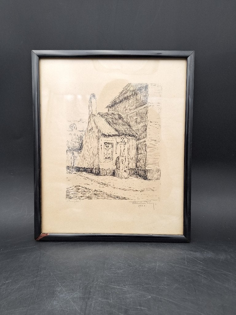 oud klein schilderijtje, 't pompke, 1948, Ophalen of Verzenden