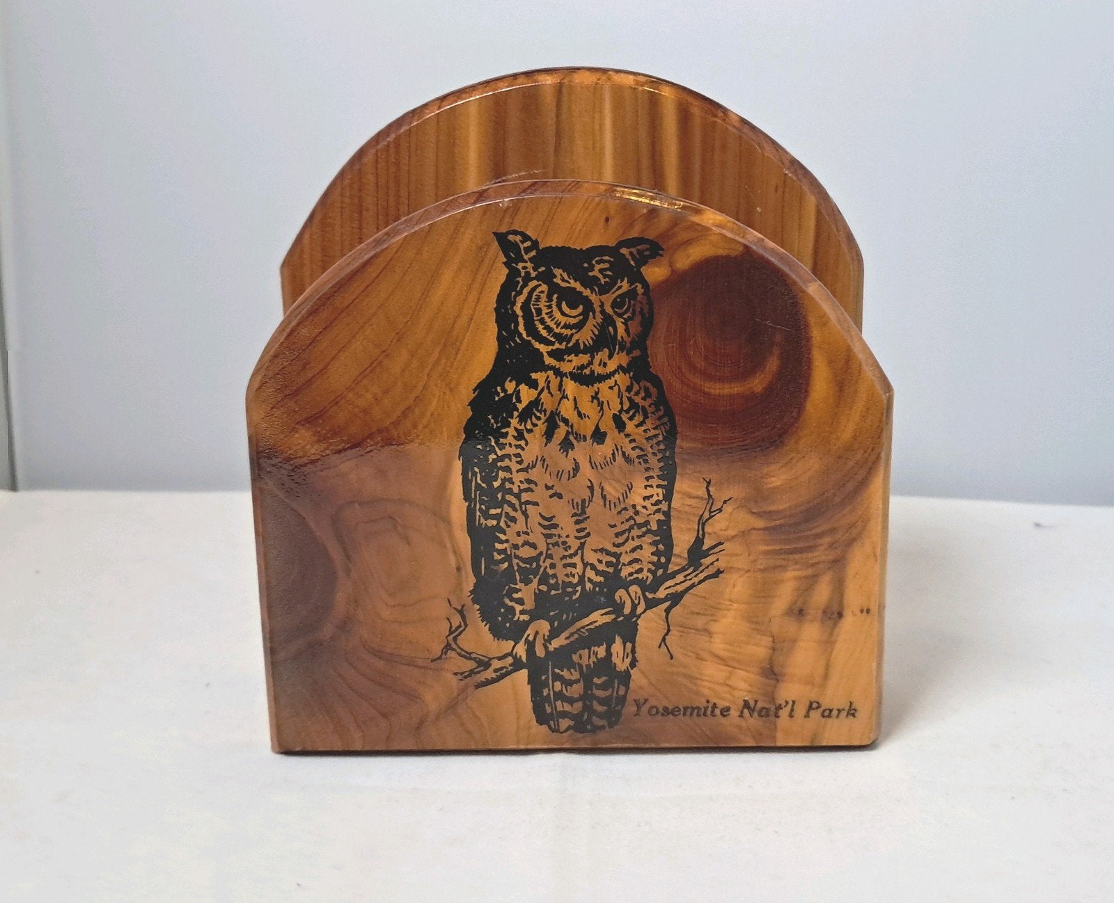 Vintage houten servethouder / brievenhouder uil - Yosemite, Ophalen of Verzenden