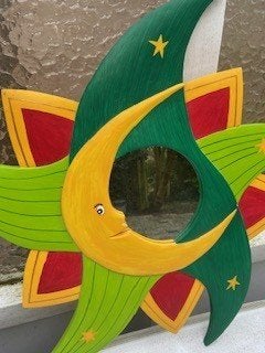 Spiegel voor de kinderkamer, hout, uniek exemplaar, Ophalen, Zo goed als nieuw, Handgemaakt, Spiegel