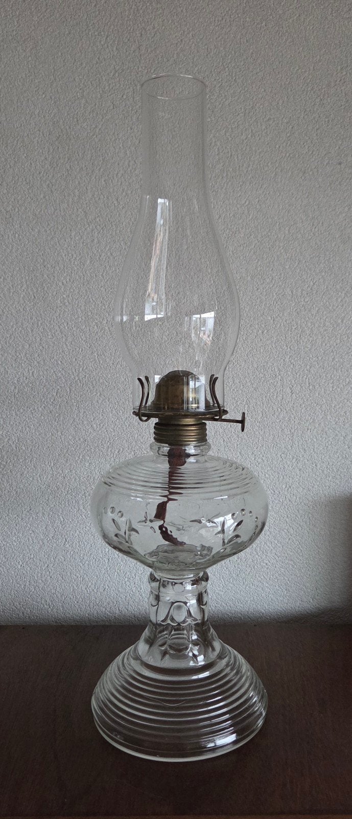 Vintage glazen olielamp / Quinqué - "Aguila" Lux S.A., Ophalen of Verzenden