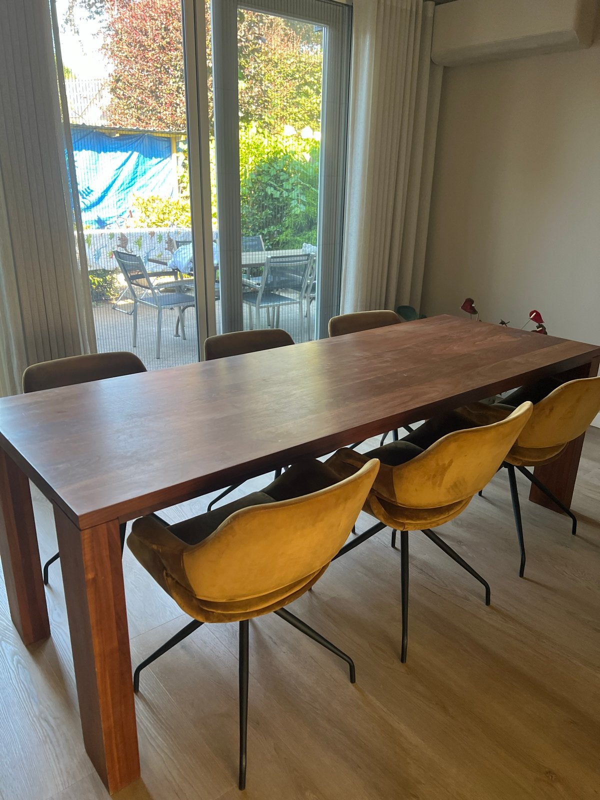 Bert Plantagie eettafel incl 6 moderne draai fauteuils, Ophalen, Gebruikt, 200 cm of meer, 50 tot 100 cm