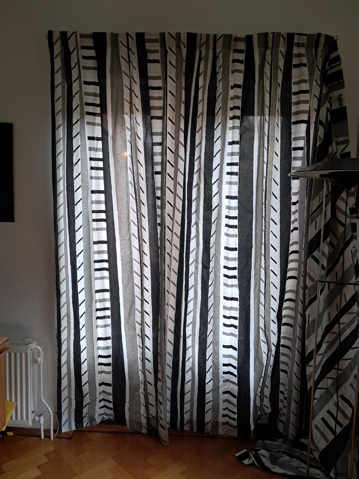 Vintage jaren '70 Kendix gordijn 100% katoen, 182x240 cm, Zwart, Gebruikt, Overige merken, Ophalen of Verzenden