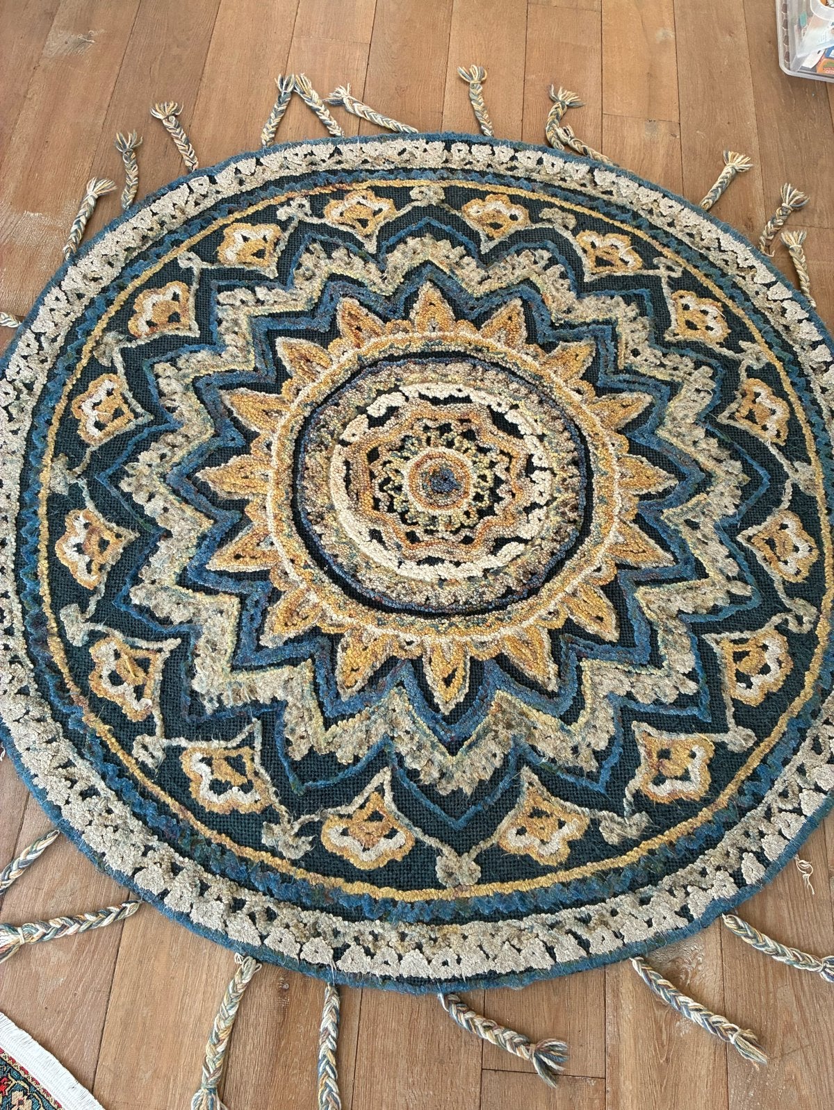 Dutch Bone Vloerkleed Rond - 170 cm, Ophalen, Gebruikt, Blauw, 150 tot 200 cm