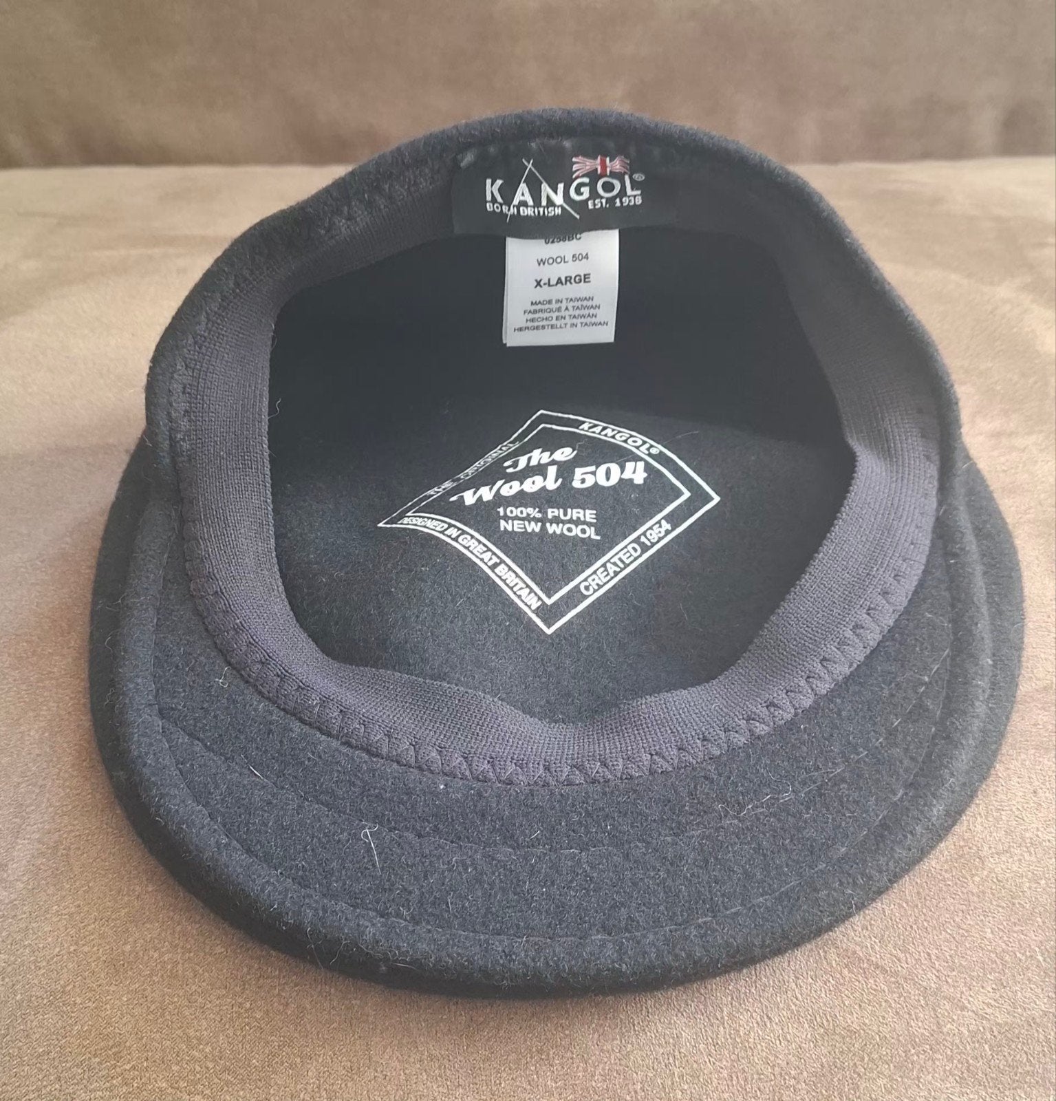 Kangol Wool 504 Baret - Zwart - Maat XL, 60 cm (XL, 7½ inch) of meer, Ophalen of Verzenden, Kangol, Pet
