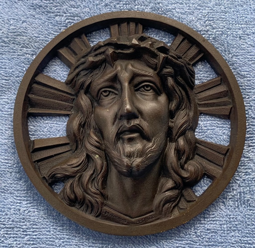 Antiek Frans Bronzen Plaquette Jezus Christus 19e Eeuw, Ophalen