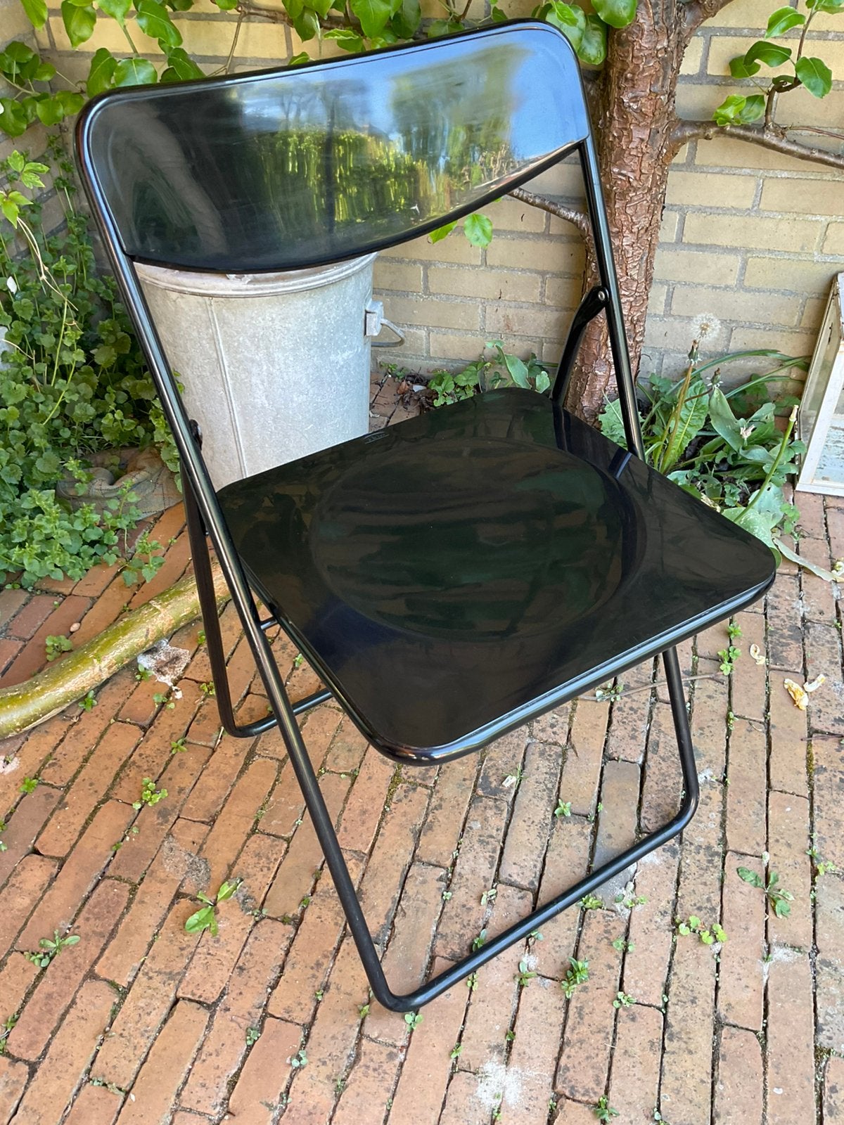 Vintage zwarte klapstoel genaamd 'TED', Gammelgaard Ikea, Zwart, Ophalen of Verzenden, Zo goed als nieuw, Metaal