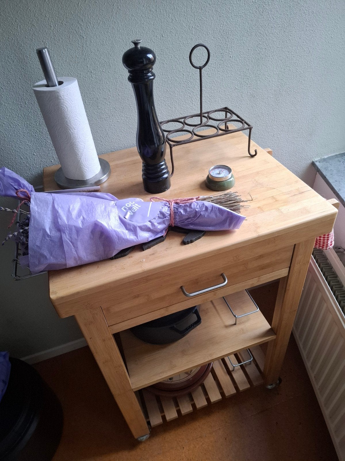 Houten Keukentrolley met Lade, Opbergruimte,Broodplank, Ophalen, Gebruikt, Hout, Keukentrolley
