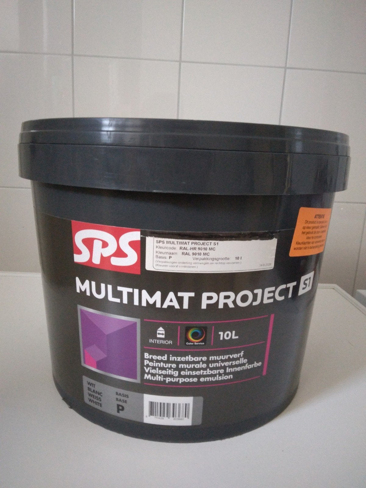 SPS Multimat Project S1 Muurverf RAL 9010 - 10L, Ophalen, 5 tot 10 liter, Wit, Nieuw