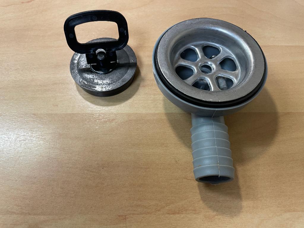 Haakse afvoerplug voor wastafel, boot, camper, caravan, Ophalen, Zo goed als nieuw, Rvs, Overige typen